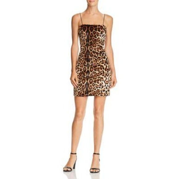 Aqua Dresses & Skirts - AQUA Women's Leopard Velvet Mini Dress Bloomingdales Exclusive Y2K S Tuscan Mom